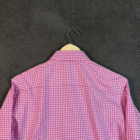 Eton Shirt Mens 15.5 Pink Check Contemporary Fit Dress Shirt Spread Collar - Picture 8 of 12